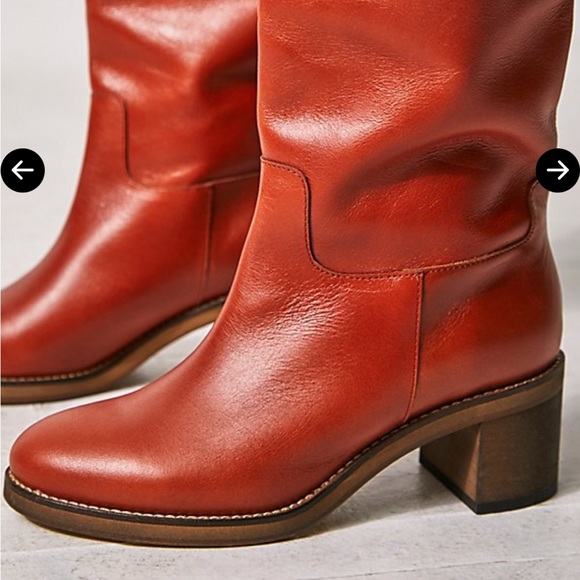 Free People Tabby Tall Boot Tuscan Tan New 7.5. Leather - Picture 2 of 14